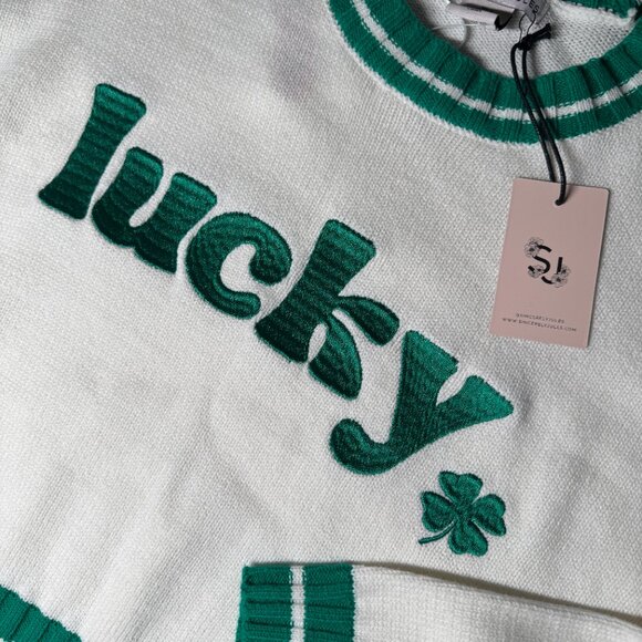 Sincerely Jules Lucky Embroidered St. Patrick’s Irish Green Sweater Size‎ L - Picture 2 of 8